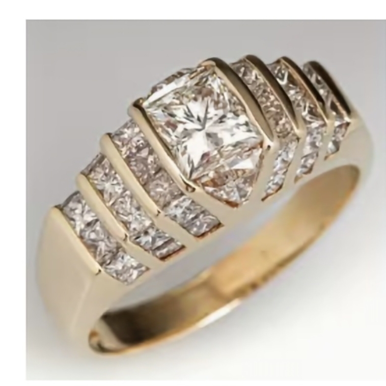 Macys 18 Kt Gold Plated Ring Cz Stones